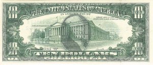 Paper Money Error - $10 Offset Face on Back